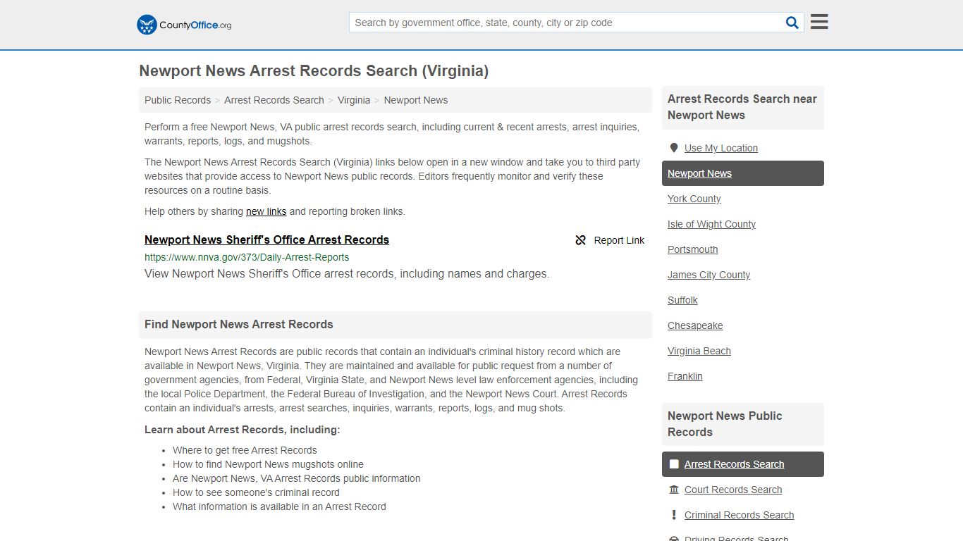 Arrest Records Search - Newport News, VA (Arrests & Mugshots)